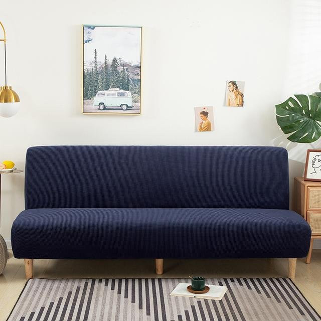 S-EMIGA Jacquard-Klappsofabezug aus elastischem Spandex, armloser Schonbezug für dein Wohnzimmer, Navy Blau, Größe M (Länge: 160-180 cm) - Bild 1