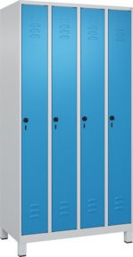 C+P Spind Classic PLUS Garderobenschrank mit 4 Abteilen, Füße, Sicherheits-Drehriegel und 3 Garderobenhaken, B/T/H: 100 x 50 x 195 cm - Bild 1