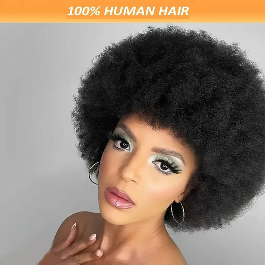 OYM HAIR Afro Perücke, brasilianisches Echthaar, Pixie Cut, Schwarz - Bild 3