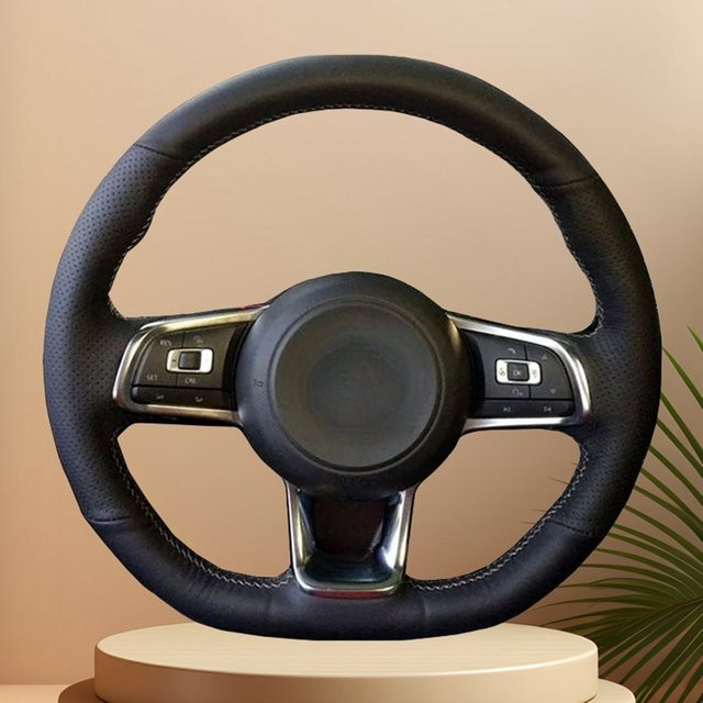WUNHKF Lenkrad Abdeckung aus Leder mit Anti-Slip Geflecht für Volkswagen VW Polo GTI Scirocco Golf 7 GTI Golf R MK7 - Bild 1