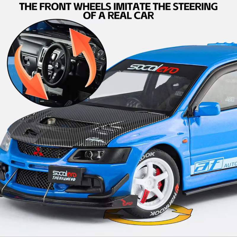 MINI AUTO Lancer EVO IX Sportwagen Modell, 1:24, mit Licht und Sound, Metall - Bild 3