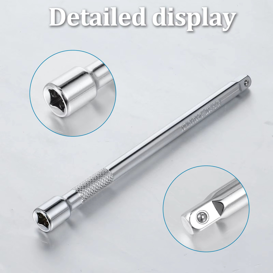Rafford 3-teiliges 1/4-Zoll-Steckschlüssel-Verlängerungsset aus Chrom-Vanadium-Stahl mit Wobble-Antrieb und Schlagverlängerungsstangen für Bohrer - Bild 2