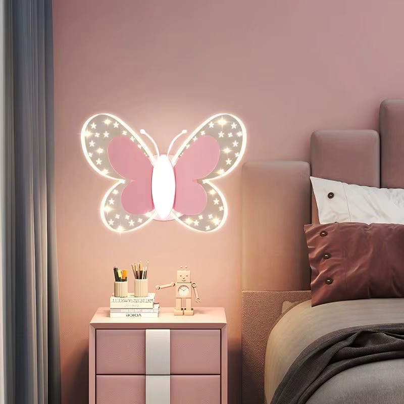 LINCCW LED-Wandleuchte Schmetterling für Kinderzimmer und Flur in Mehrfarbig mit Zugschalter - Bild 2
