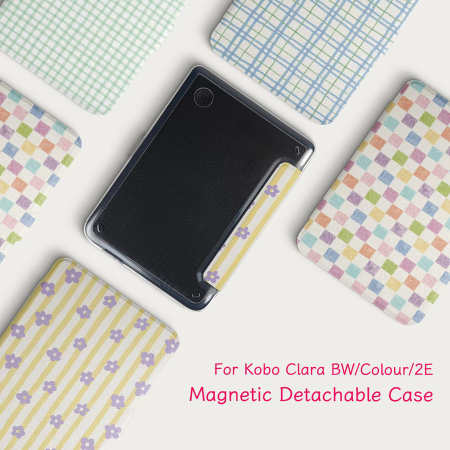 Abnehmbare Magnet-Schutzhülle für Kobo Clara Colour BW 2E 6 Zoll mit klassischem Streifenmuster in Multicolour und Auto Sleep/Wake Funktion - Bild 2