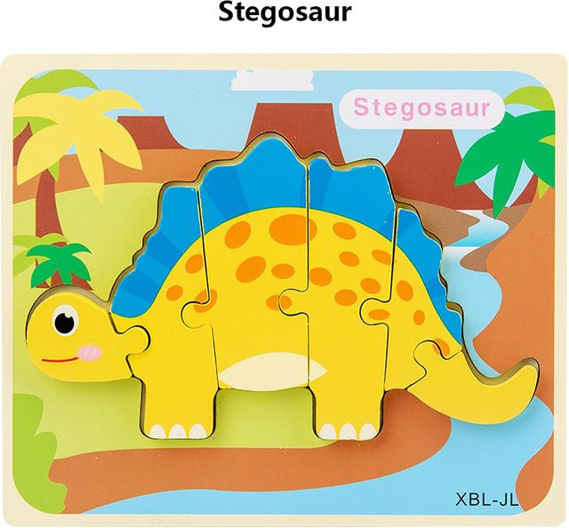 Kidsly 3D-Dinosaurier-Greifbrett-Puzzle, Holzspielzeug, ab 3 Jahre - Bild 1