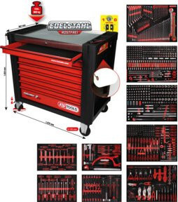 KS Tools Performanceplus Werkstattwagen-Satz P30 mit 7 Schubladen und 706 Werkzeugen, Schwarz-Rot - Bild 2