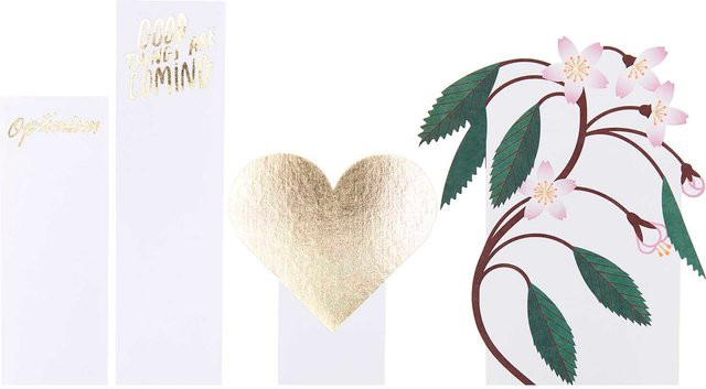 Rico Design Paper Poetry Kartendeko-Set Kirschblüten & Herz, 4 Stück, 350g/m² - Bild 1