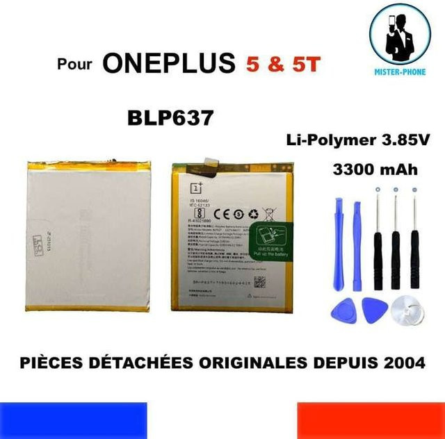 OnePlus Originalbatterie BLP637 für OnePlus 5 und 5T, 3300mAh, 3,85V, Li-Polymer, Grau - Bild 1