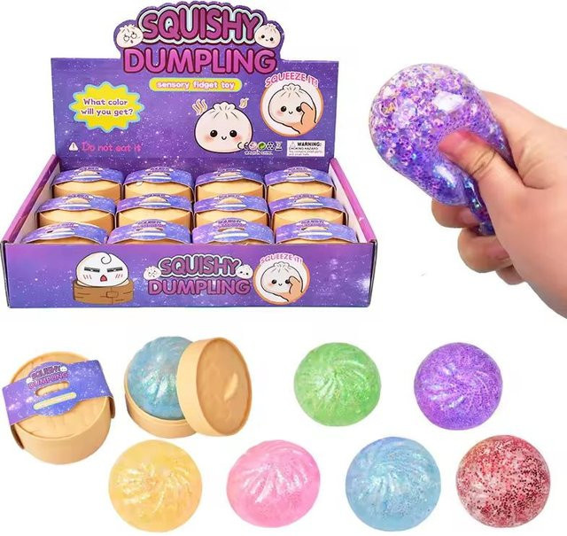 Mini bunte Glitzer Squishy mit Box Dampfbrötchen, Sensorisches Knetspielzeug - Bild 1