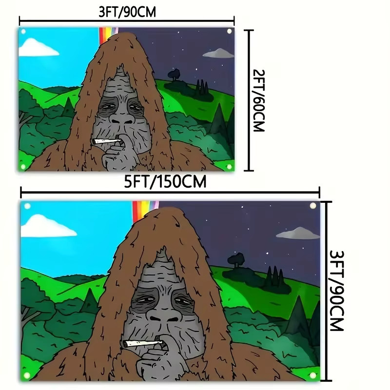 VIKAMA Wandteppich Rauchender Gorilla mit Grafik-Aufdruck in Multicolour als moderne Wanddekoration - Bild 4