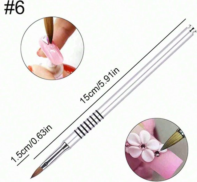 Metall Nail Art Pinsel Silber, 2, 4, 6 für 3D Carving und Nageldesign - Bild 1