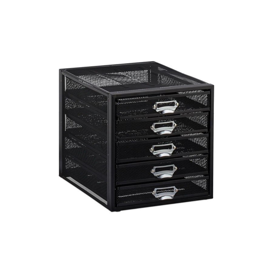 Relaxdays Schubladenbox A4 aus Stahl in Schwarz, rutschfest und beschriftbar, B: 29,0 cm, T: 27,5 cm, H: 35,5 cm - Bild 2