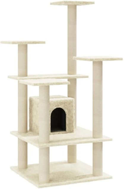 vidaXL Kratzbaum mit Sisal-Kratzsäulen in Creme und Beige, Höhe: 110 cm, Breite: 60 cm, Tiefe: 60,5 cm - Bild 1