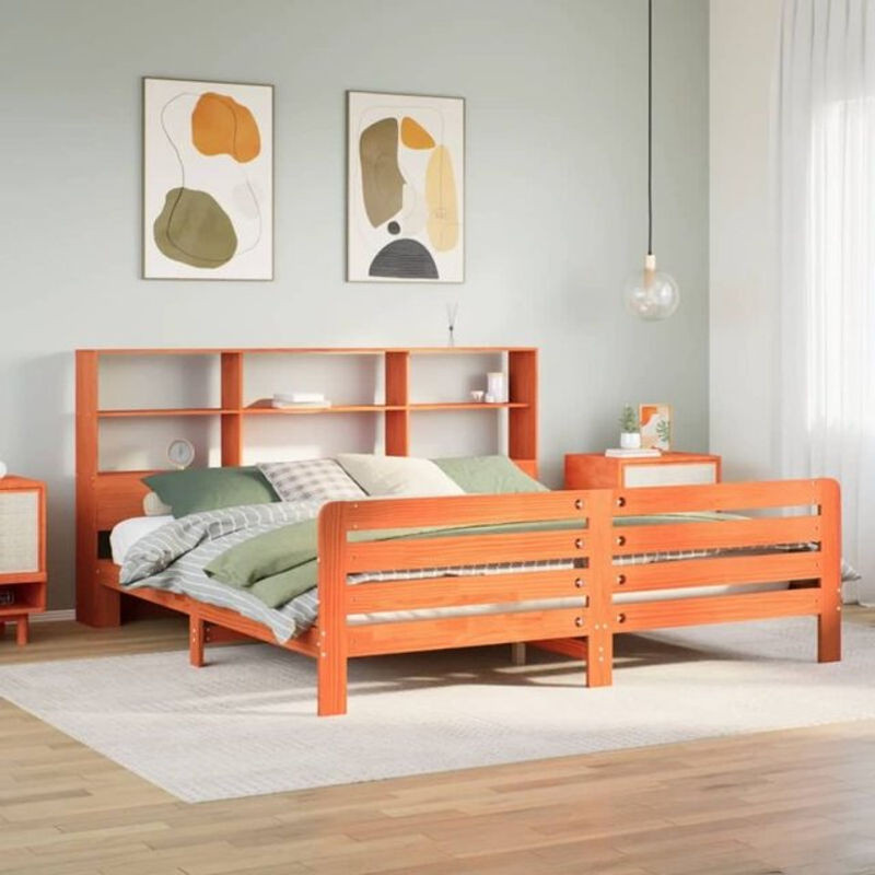 Massivholzbett Vidaxl aus Kiefernholz in Braun, B/T/H: 180 x 200 cm (ohne Matratze) - Bild 1