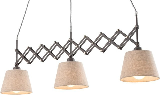 Näve Pendelleuchte Adrien in Braun und Beige mit Textilschirm und höhenverstellbarem Kabel - Bild 1