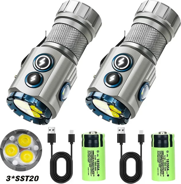Heinast USB wiederaufladbare RGB-LED-Taschenlampe mit 2000 lm und 18350-Akku für Outdoor, Camping und Angeln - Bild 1