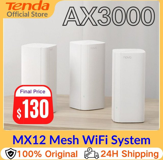 Tenda AX3000 WiFi 6 Mesh System MX12 Dual Band Wireless Router in Weiß - Bild 1