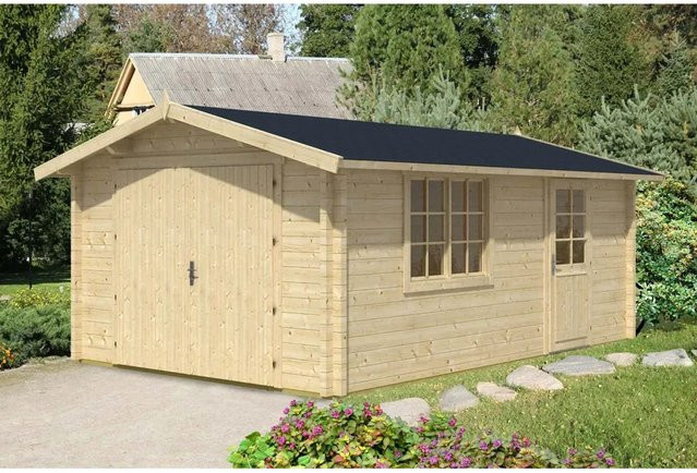 Alpholz Holzgarage Modell A-70 ISO Fichte Natur Braun B/T/H: 400 x 598 cm - Bild 1