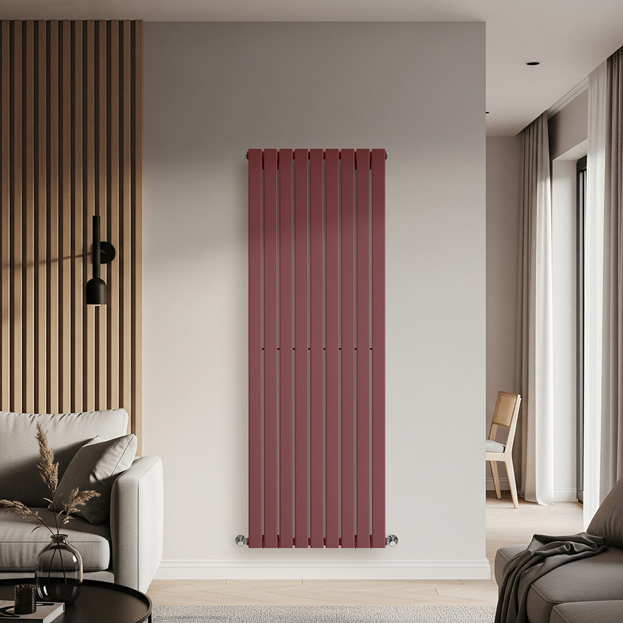 Einlagiger vertikaler Design-Heizkörper von Delta in Rot, Höhe: 178 cm, Breite: 63 cm - Bild 1