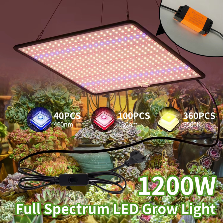 HGTUGO 2er-Set dimmbare Pflanzenwachstumsleuchten mit 500 LEDs, Vollspektrum LED-Wachstumslampen in Schwarz für Zimmerpflanzen und Gemüseanbau, Abdeckung: 91,44 x 91,44 cm - Bild 2