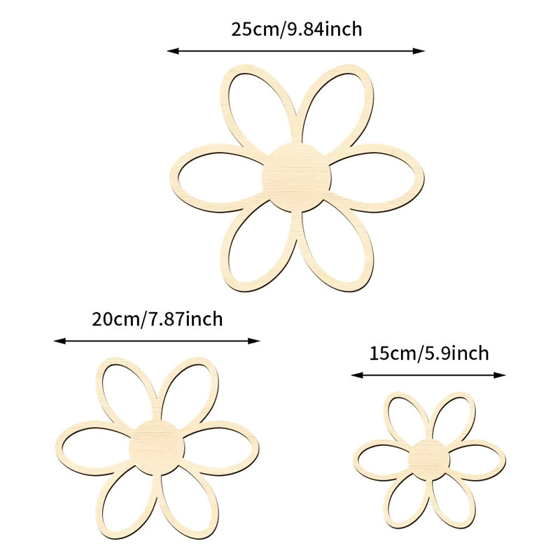 NUBECOM 5er Set hölzerne Gänseblümchen als Wanddekoration in Beige im skandinavischen Design - Bild 2