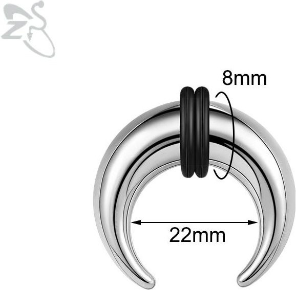 ZS Nasenring Ochsenhornform, Edelstahl, Silber, Herren - Bild 1