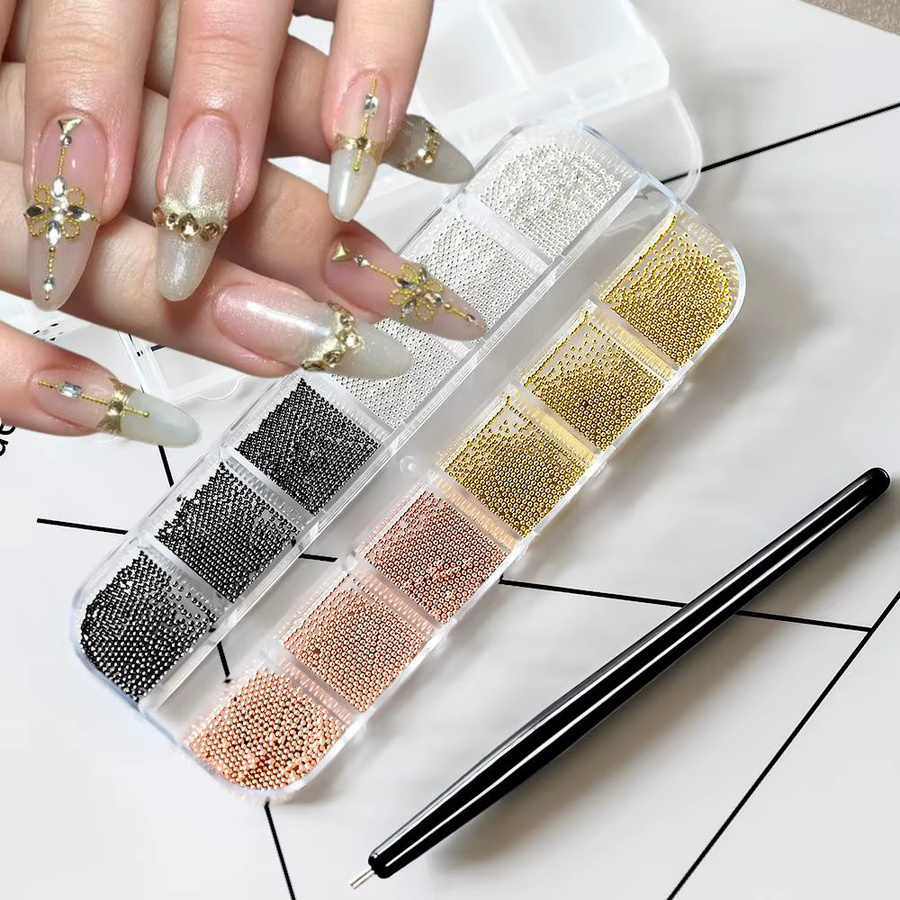 MAFANAILS Nagel-Charms 3D-Mix-Farb-Mini-Kaviarperlen, Glänzend, mit Magnetstift - Bild 2