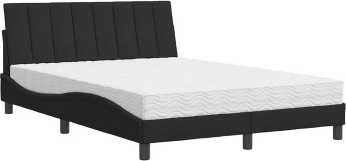 Modernes Polsterbett mit Matratze von vidaxl in Schwarz aus Samt und Metall, B/T/H: 120 x 200 cm - Bild 1