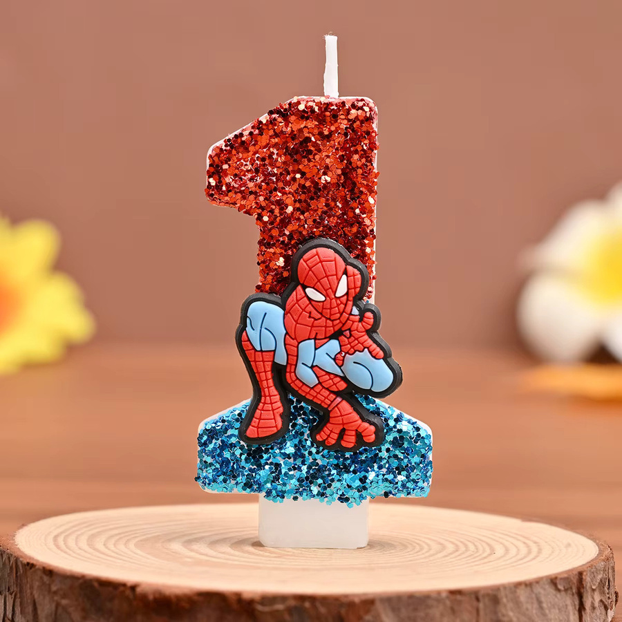 MINISO Spider-Man Digitalkerze mit Pailletten in Mehrfarbig für die Geburtstagsfeier als Kuchendekoration - Bild 2