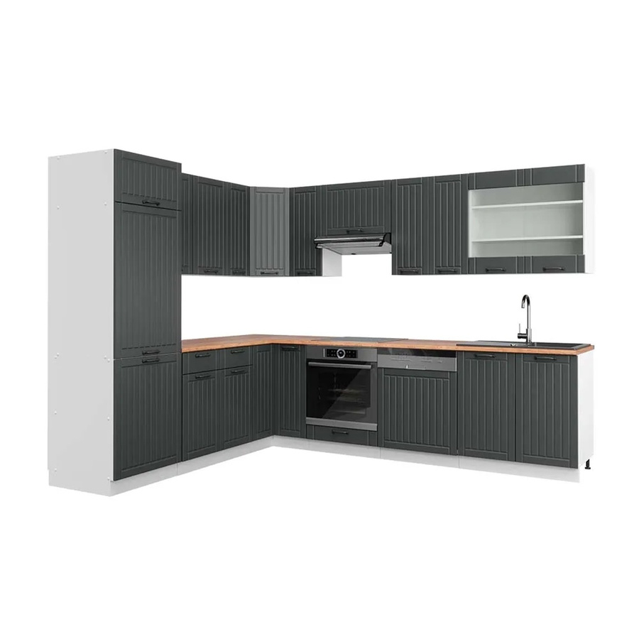Vicco Fame-Line Eckküche im Landhausstil in Anthrazit und Weiß mit Eiche-Optik, B/T/H: 227 x 287 cm - Bild 2