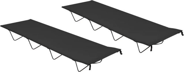 2er-Set vidaXL Campingbetten aus Oxford-Gewebe und Stahl, Schwarz, B/T/H: 180 x 60 x 19 cm - Bild 1