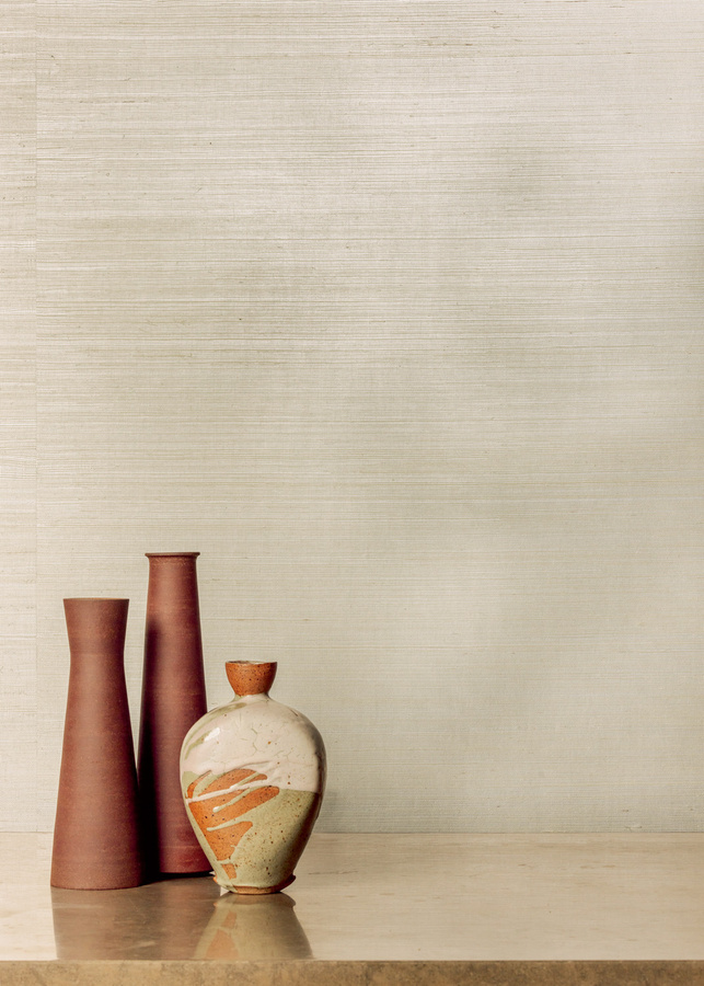 Élitis Tapete Sisal Métallique RM 1073 90 in Weiß und Beige aus Vlies - Bild 1