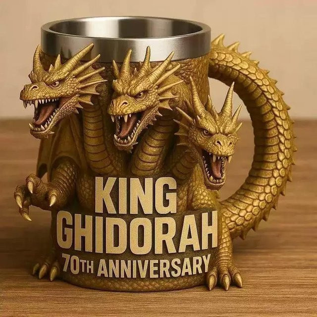 Godzilla 70. Jubiläum 3D Harzbecher Gold Fashnics Anime Modell Ornament Kaffeebecher H x B x T: 11 x 14 x 12 cm - Bild 1