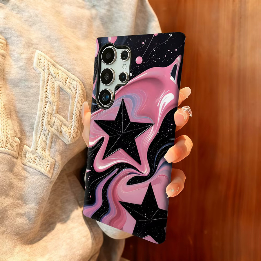 Stoßfeste doppellagige Handyhülle Pink Star Swirl für Samsung Galaxy S25 Ultra, S24 und S23 Ultra Plus - Bild 2