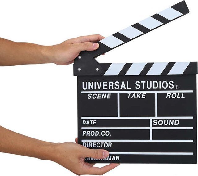 MIIQNUS Regisseur Clapperboard aus Holz als Film und Kino Requisite zur Wanddekoration, Schwarz-Weiß, B: 30 cm, H: 27 cm - Bild 1