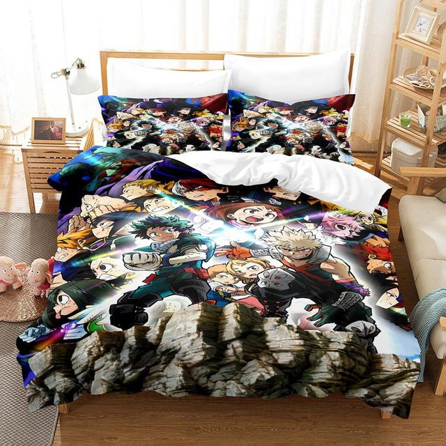 My Hero Academia Anime Bettwäsche-Set aus Mikrofaser-Polyester, Mehrfarbig, B/H: 133 x 70 cm - Bild 1