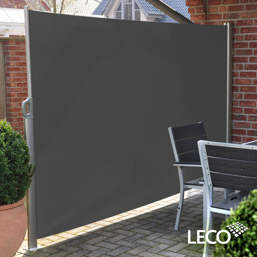Leco ausziehbare Seitenmarke in Anthrazit aus Aluminium, Stahl und Polyester, Höhe: 180 cm, Länge: 300 cm - Bild 2