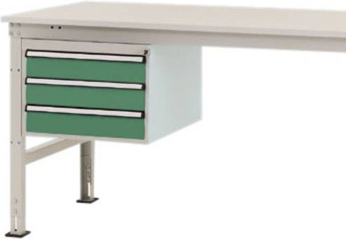 Manuflex ZB4616.6011 Gehäuse-Unterbau Mobil in Grün/Mehrfarbig mit 3 Schubfächern, Nutzhöhe: 30 cm, für Tischtiefe: 100 cm - Bild 1