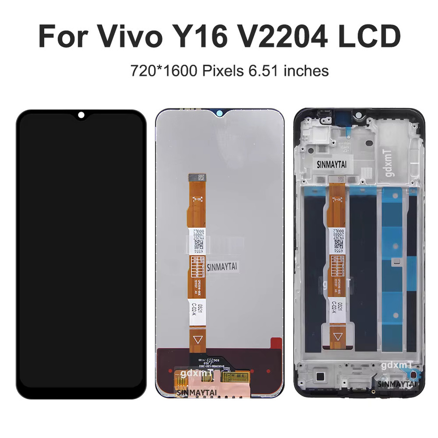 Vivo Y16 Ersatz Display mit Rahmen und Touch Digitizer in Schwarz, 6,51 Zoll LCD V2204 V2214 Montage - Bild 2
