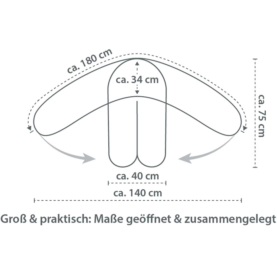Theraline Komfort Stillkissen aus Baumwolle in Grau, Länge: 180 cm - Bild 1
