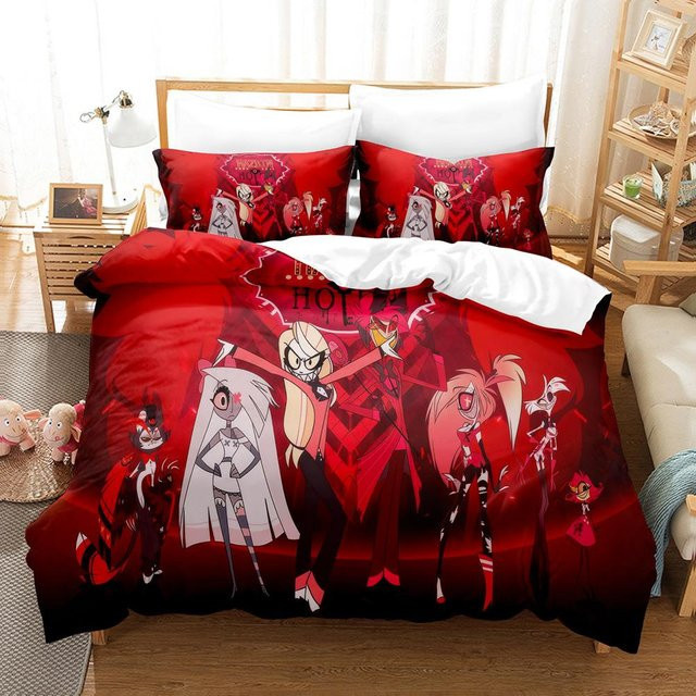 Hazbin Hotel Bettwäsche-Set mit Kissenbezug von JMG Household Supplies, Farbe Rot, B/H: 135 x 200 cm - Bild 1