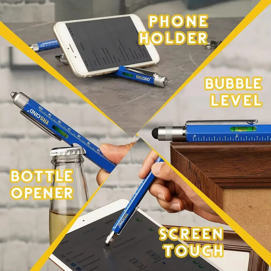 9 in 1 Multi Tool Stift aus Metall in Schwarz als praktisches Werkzeug-Gadget für Männer und Handwerker - Bild 3