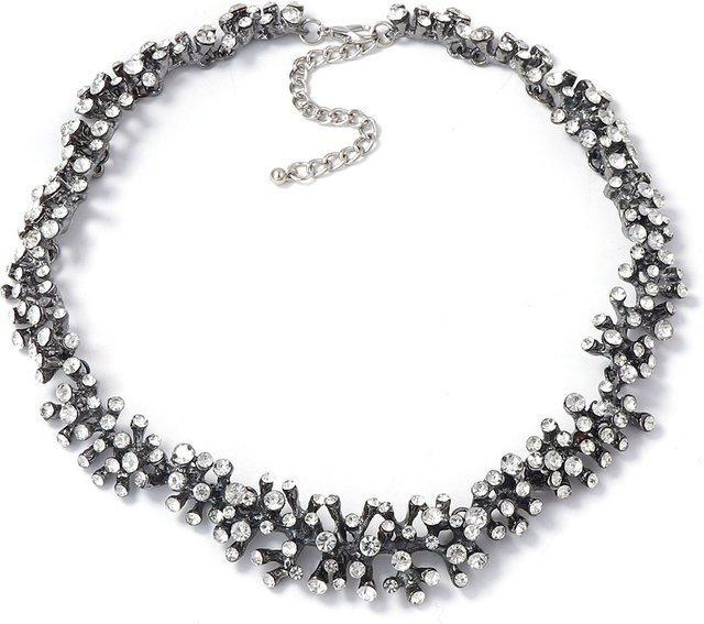 ZAA Choker Halskette, Silber, Metall, Kristall, Damen, Vintage - Bild 1