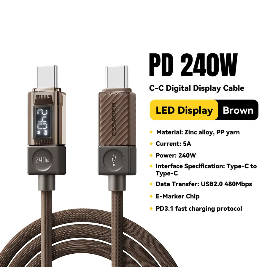 Essager 240W Typ-C-Schnellladekabel in Blau für iPhone, Macbook, iPad, Xiaomi und Samsung - Bild 6