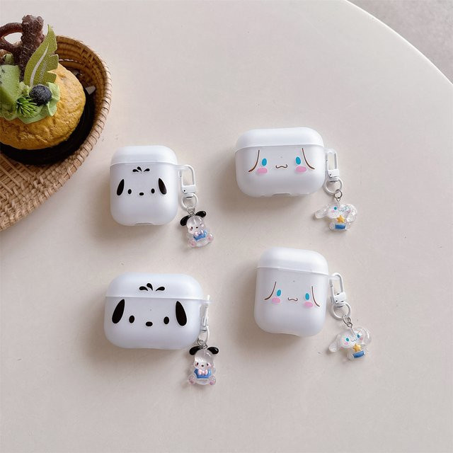 Matte TPU Schutzhülle für Apple AirPods 1 2 3 Pro und Pro 2 in Weiß mit Cinnamoroll und Pochacco Design - Bild 1