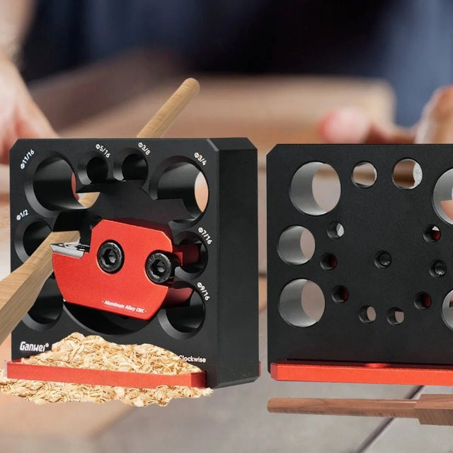 GDART 8-Loch-Dübelmacher-Vorbel-Set mit Hartmetallklingen für metrische und Zoll Holzbearbeitung - Bild 1