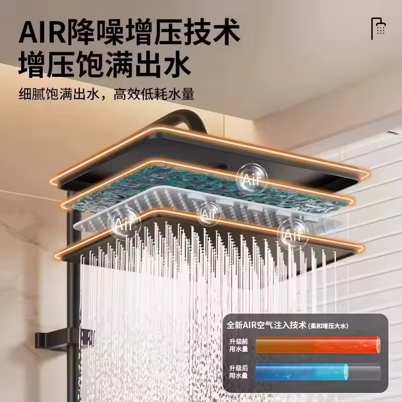 Regenduschkopf-Set mit 12 Zoll Durchmesser in Schwarz, Hochdruck-Duschkopf mit großem Panel und hohem Durchfluss für dein Badezimmer - Bild 3
