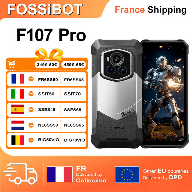 Fossibot F107 Pro 5G Robustes Smartphone mit Android 15, 512 GB Speicher, 28000 mAh Akku, 200 MP Kamera, NFC und GPS in Schwarz oder Grau - Bild 1