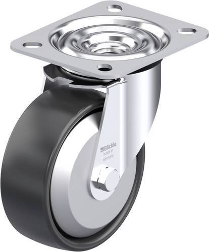 Blickle Stahlblech-Lenkrolle LE-PP 100G-FA in Schwarz und Grau mit Rad-Durchmesser 100 mm und einer Tragfähigkeit von 150 kg - Bild 1