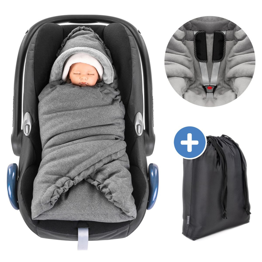 Zamboo Einschlagdecke Deluxe für Babyschalen und Babywannen, Farbe: Grau - Bild 1